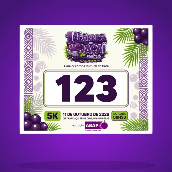 Número de peito da 1ª Corrida do Açaí