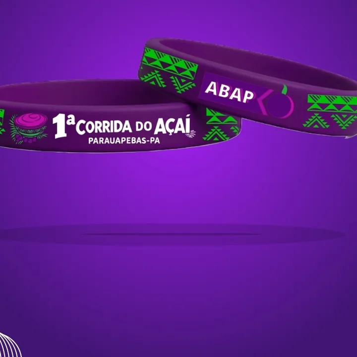 Pulseira de silicone roxa da 1ª Corrida do Açaí